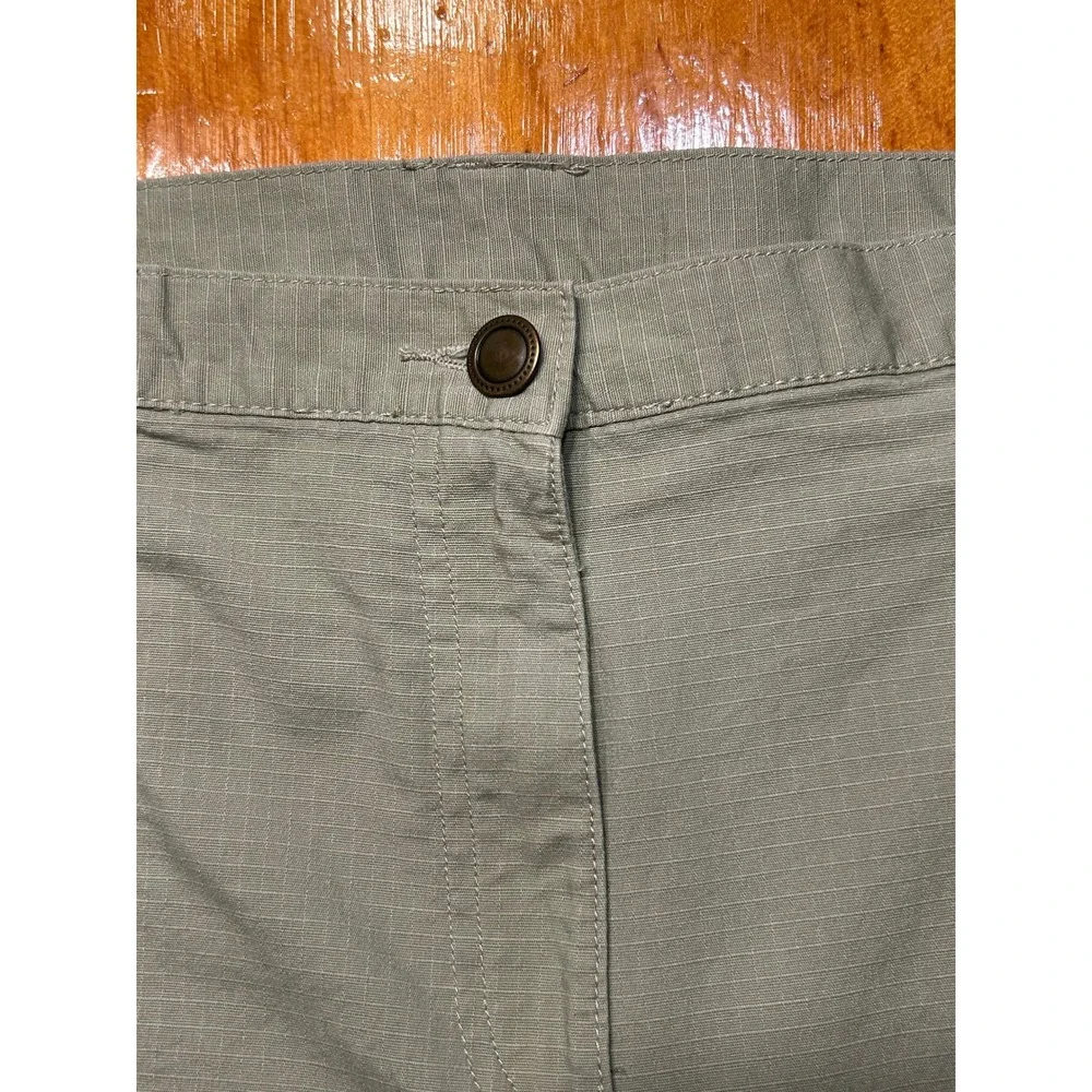 Ruby Rd Gorpcore Utility Sage Green Ripstop Cropped Pants Elastic Waist Capris